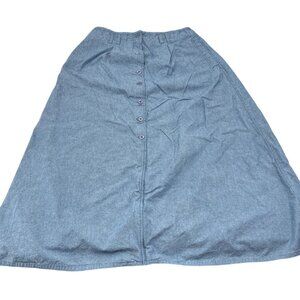 Vintage Basic Editions Chambray Womens Button-Front A-Line Skirt XL 100% Cotton